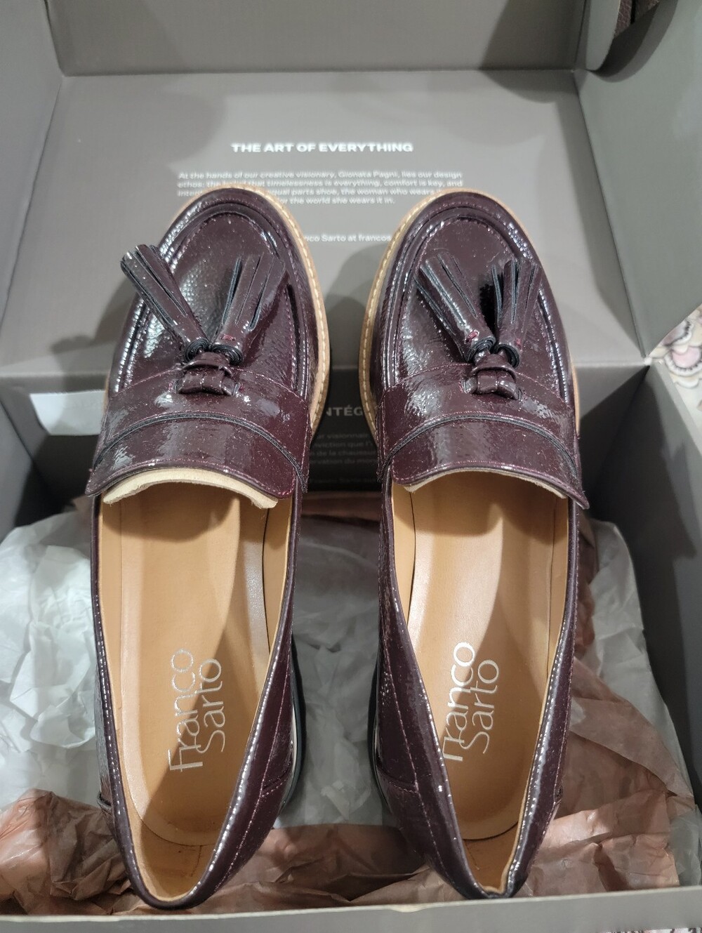 Franco Sarto Burgundy Patent Tassel Loafers - Womens